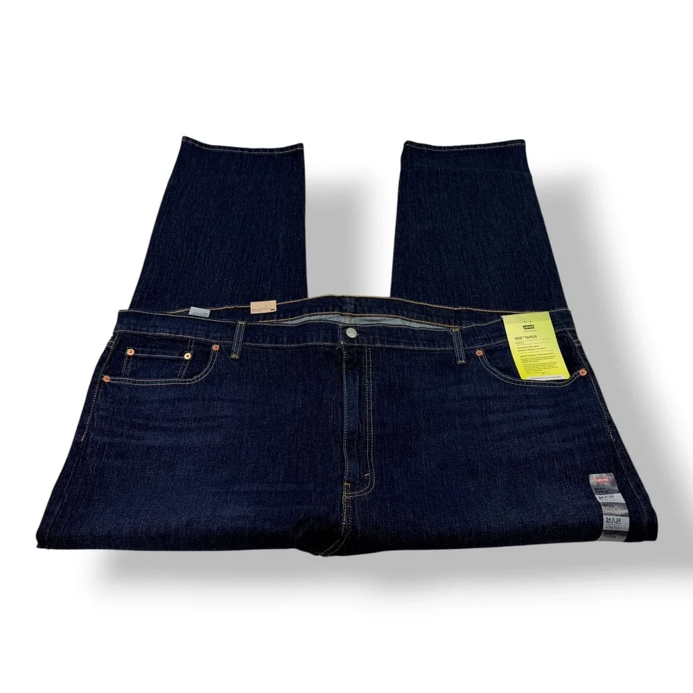 Levis 502 Taper Mens 54x32 Dark Wash Stretch Denim‎ Jeans 59684-0132 NWT